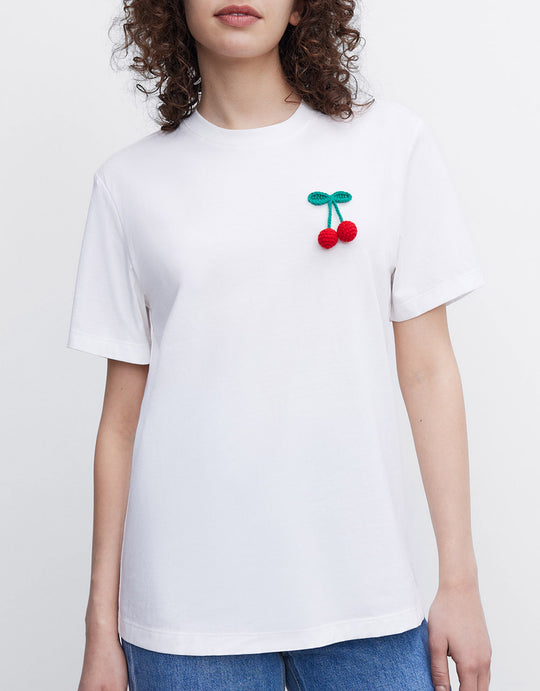 3D 체리 디테일 티셔츠