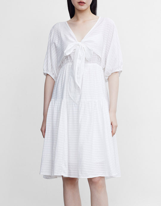 V넥 A라인 드레스