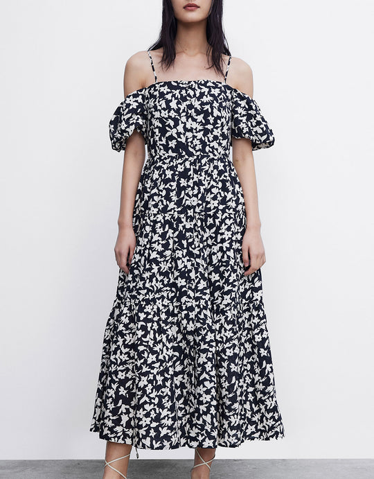 오프 숄더 A라인 드레스