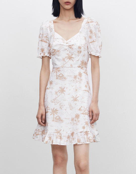 스퀘어 넥 A라인 드레스