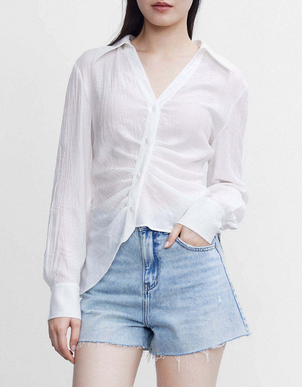 언발란스 라펠 셔츠