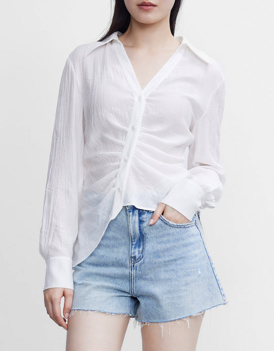 언발란스 라펠 셔츠