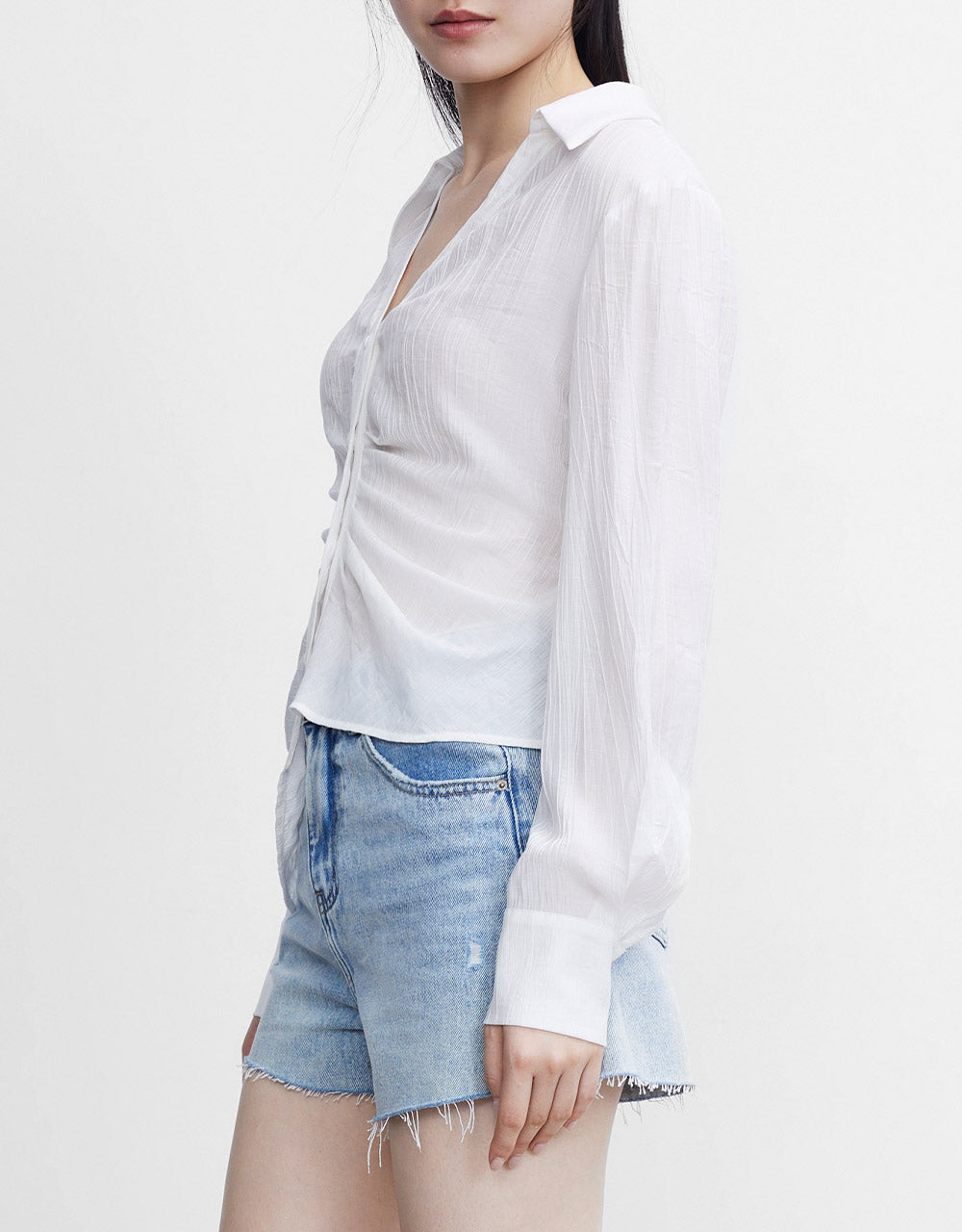 언발란스 라펠 셔츠