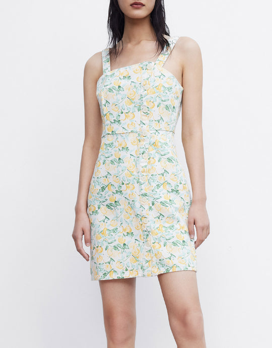 올오버 프린트 데님 드레스