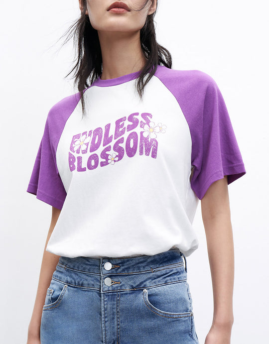 프린팅 컬러 블록 티셔츠