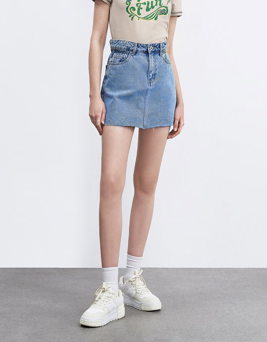 로우라이즈 데님 스커트