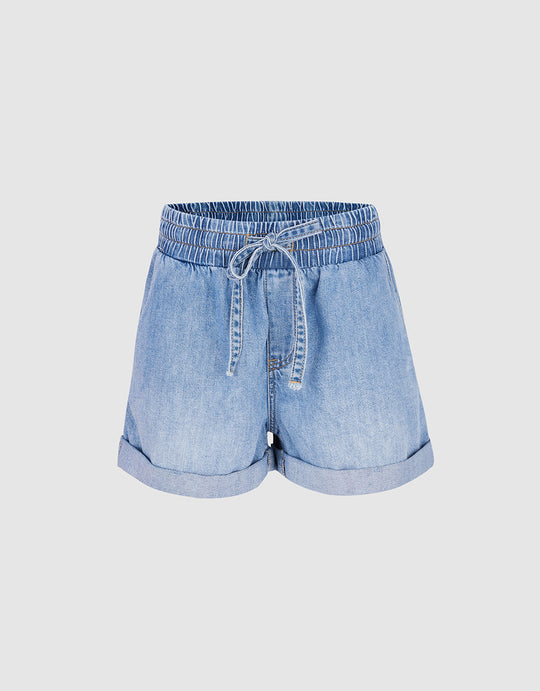 드로스트링 웨이스트 데님 반바지