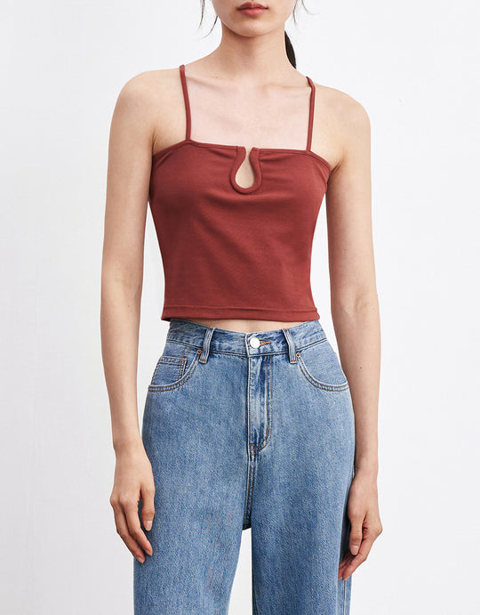 컷아웃 크롭 나시탑