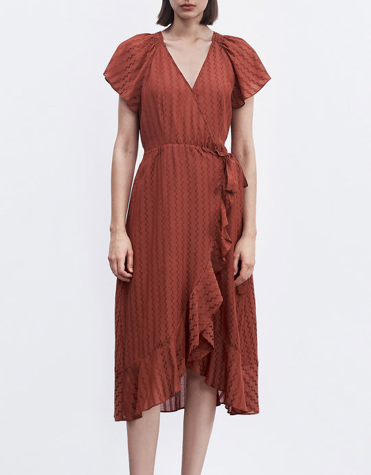 밑단 러플 미디 드레스