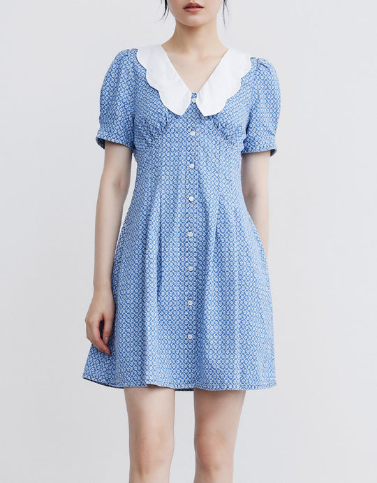 퍼프 슬리브 데님 드레스