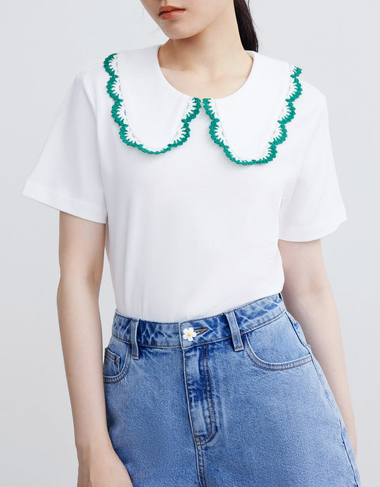 러플 칼라 폴로 티셔츠