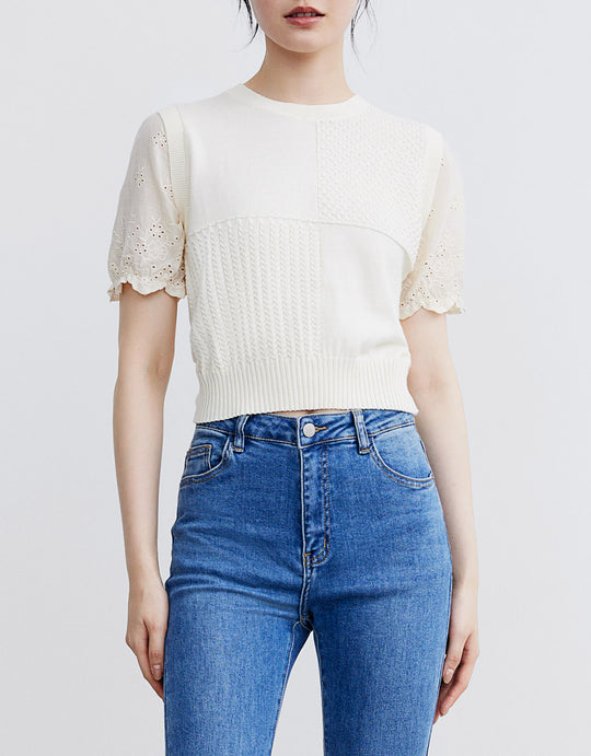 크루넥 니트 티셔츠