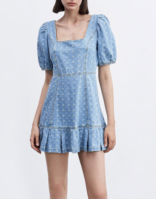 플리츠 데님 드레스