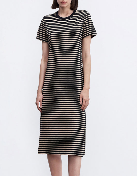 스트라이프 니트 드레스