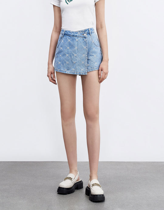 플로럴 데님 스커트