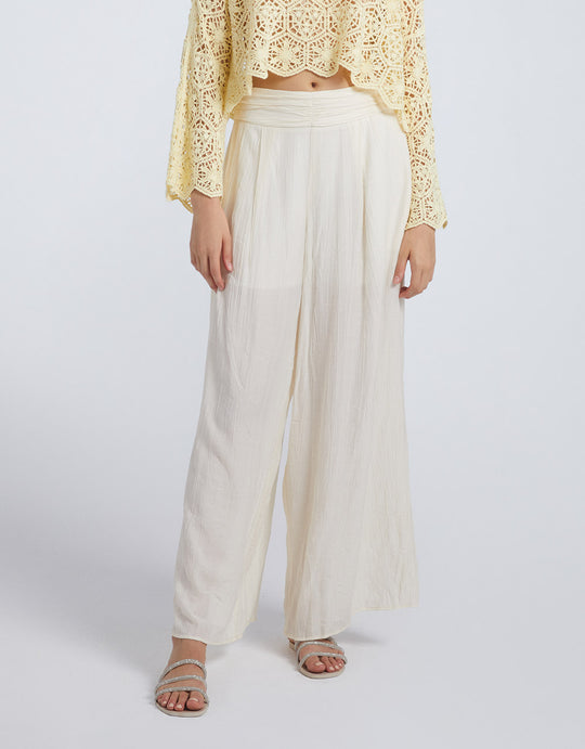 우븐 엑스트라 롱 와이드 팬츠