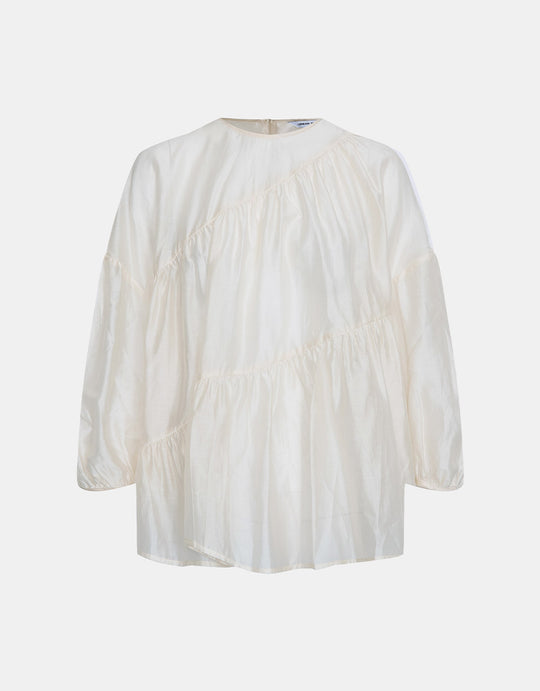 셔츠 슬리브 크루넥 블라우스