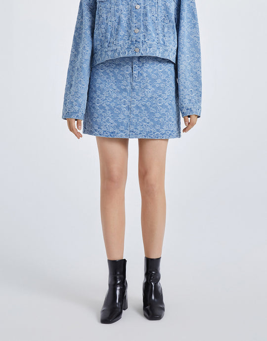 스트레이트 데님 숏스커트