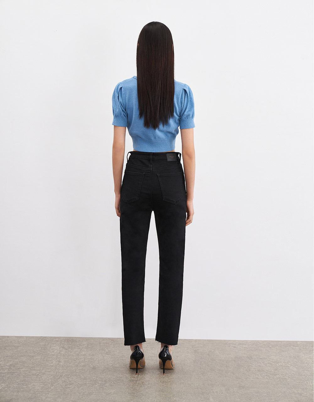 퍼프 소매 V넥 가디건