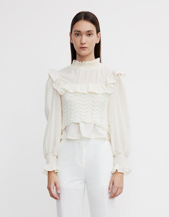 크루넥 블라우스