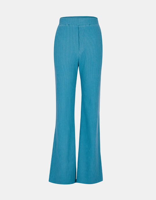 레터스 트리밍 지퍼 플라이 솔리드 플레어 팬츠