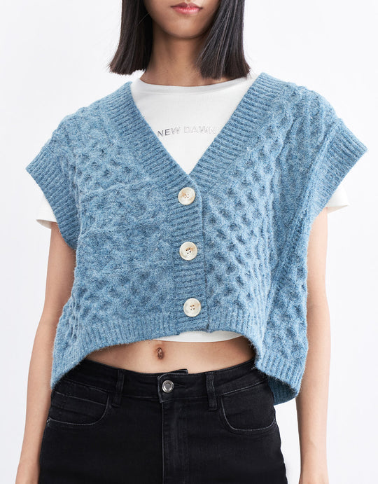 슬리브리스 리브 니트 가디건