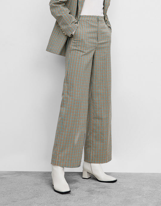 체크 무늬 와이드 팬츠