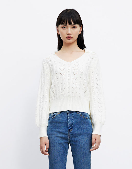 V넥 니트 티셔츠