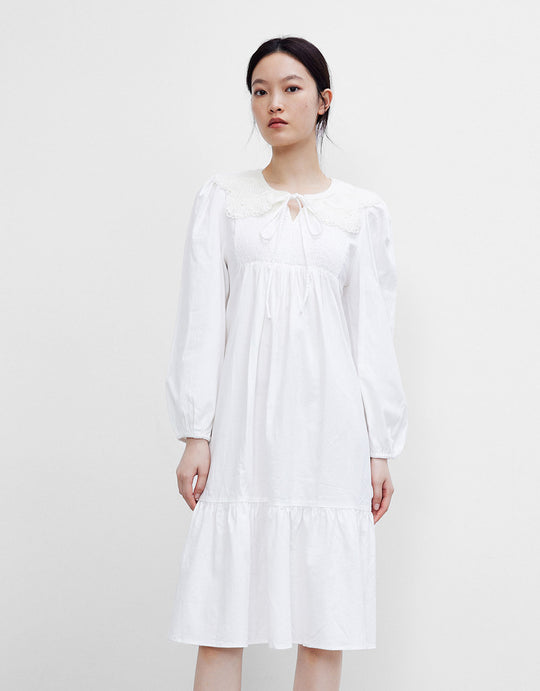 퍼프 소매 라펠 드레스