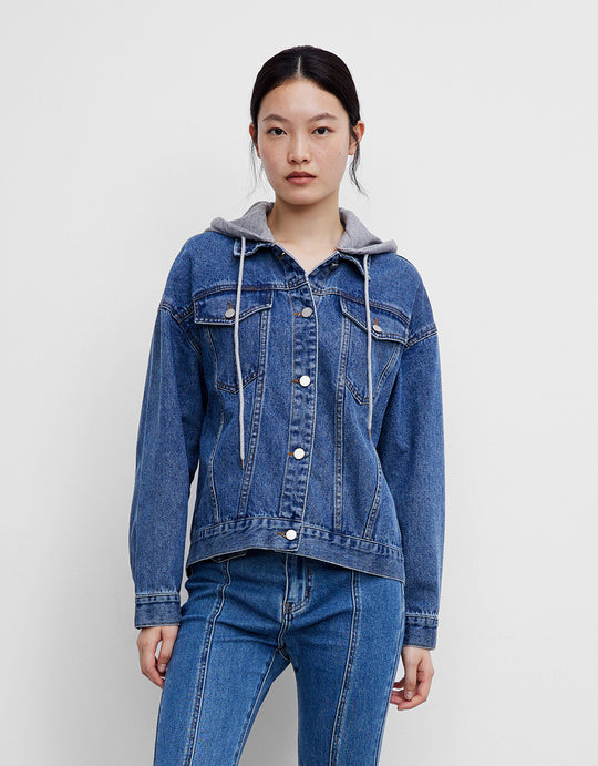 후드 데님 자켓