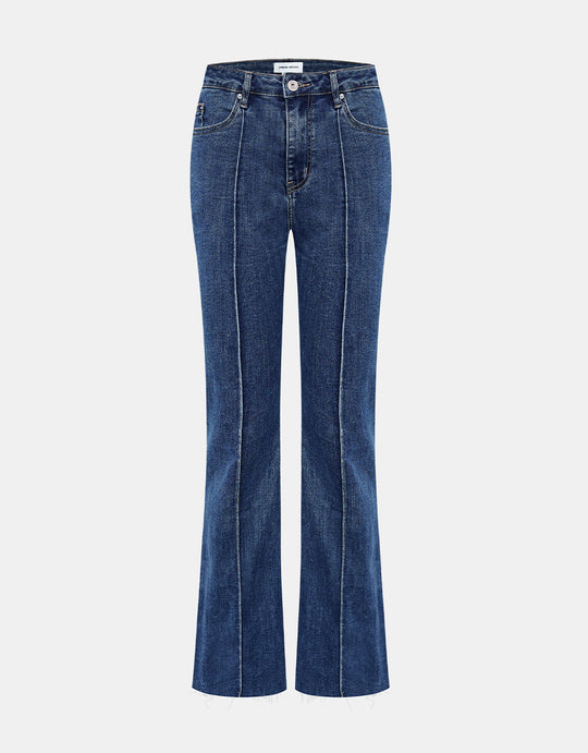 지퍼 플라이 로우 헴 플레어 진