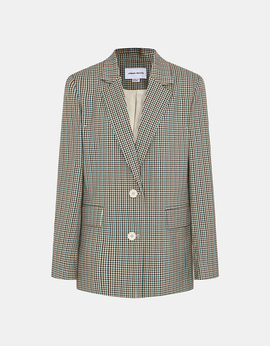 체크 패턴 플랩 포켓 블레이저