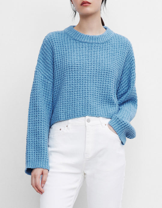 드롭 숄더 크롭 스웨터