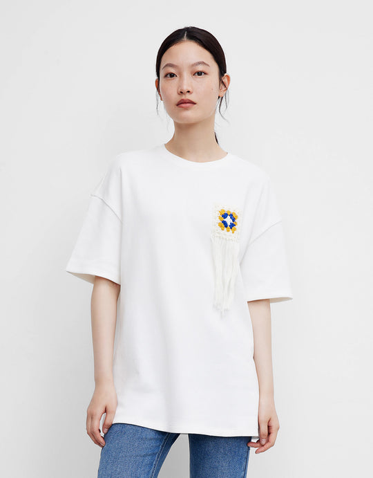 포인트 화이트 티셔츠