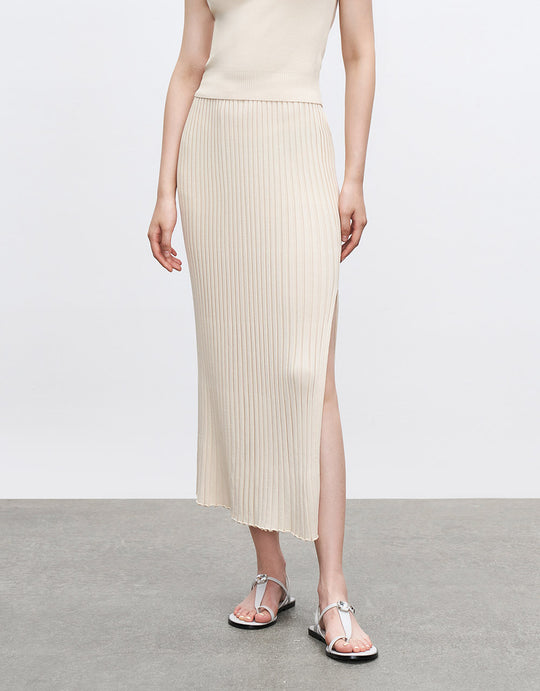 드로스트링 롱 니트 스커트