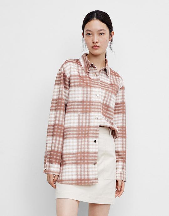 롱 체크 셔츠