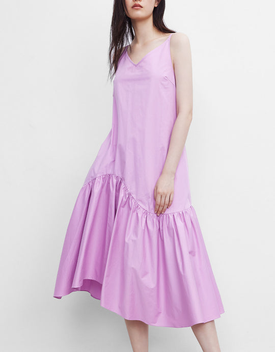 비대칭 러플 밑단 캐미 드레스