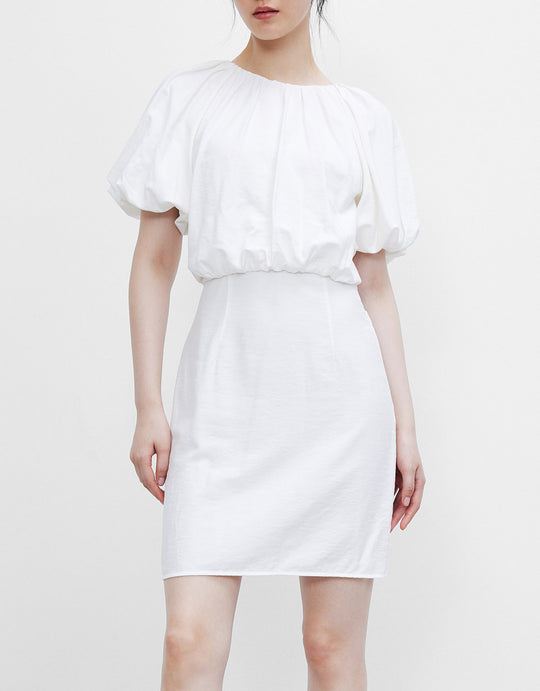 퍼프 슬리브 쇼트 드레스