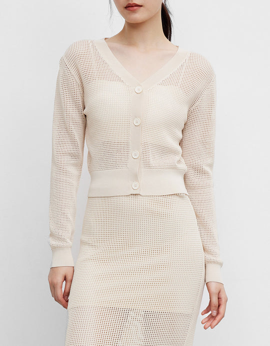 버튼업 브이넥 카디건