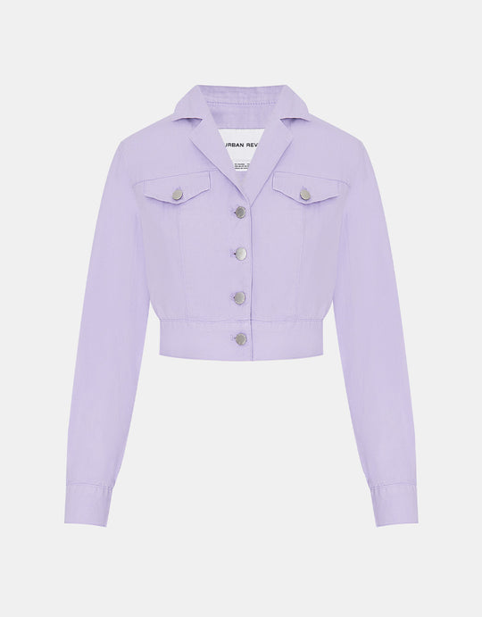 페이크 포켓 버튼 업 크롭 자켓