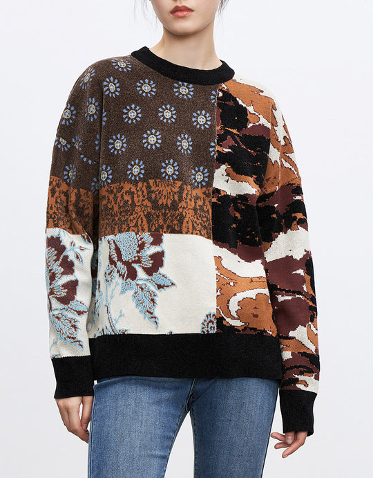 꽃자수 크루넥 니트 티셔츠