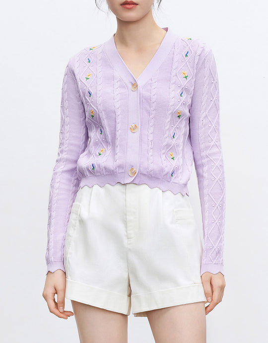 표준 V넥 가디건