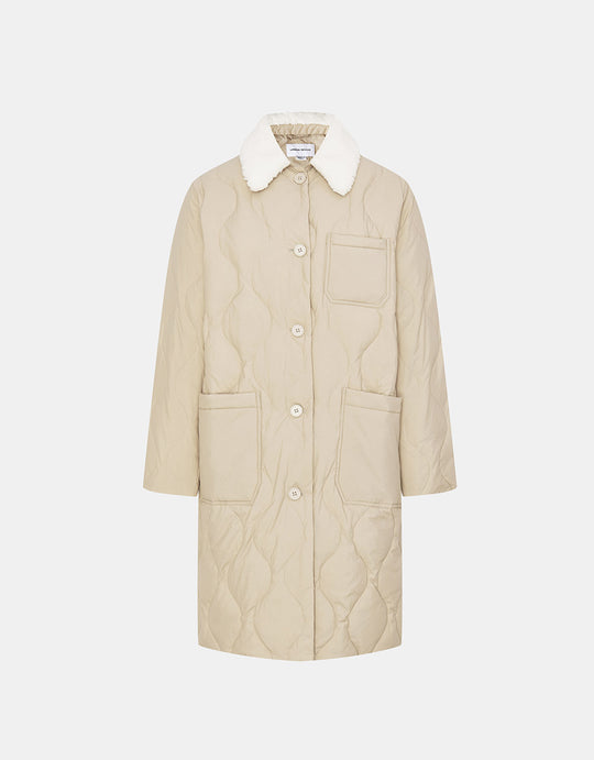 버튼 업 롱라인 오리털 패딩