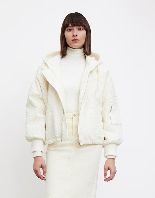 드로스트링 텍스처 후드 겨울 코트