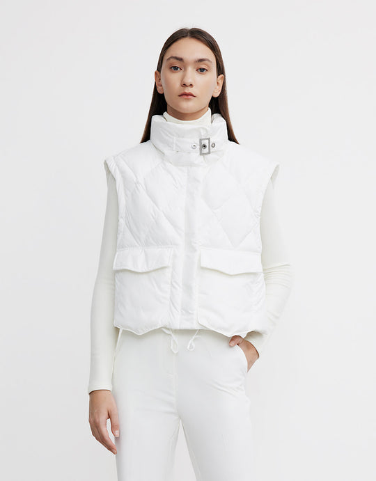 스탠드 칼라 퀼팅 베스트 오리털 패딩 조끼