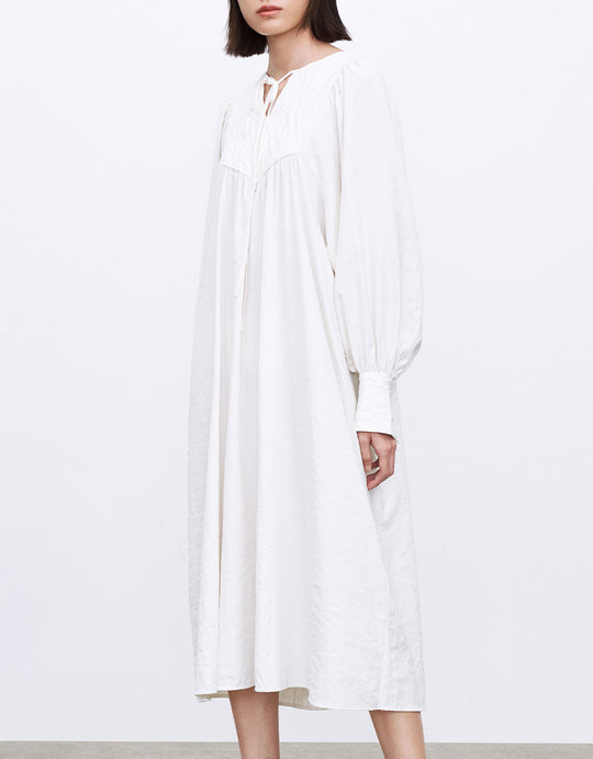 타이 프론트 롱 작업복 드레스