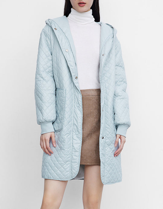 퀼팅 후드 롱코트