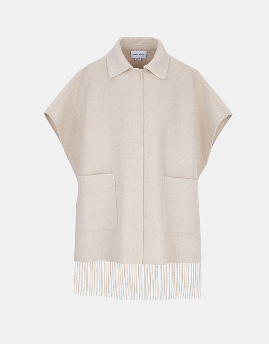 프린지 헴 케이프 코트