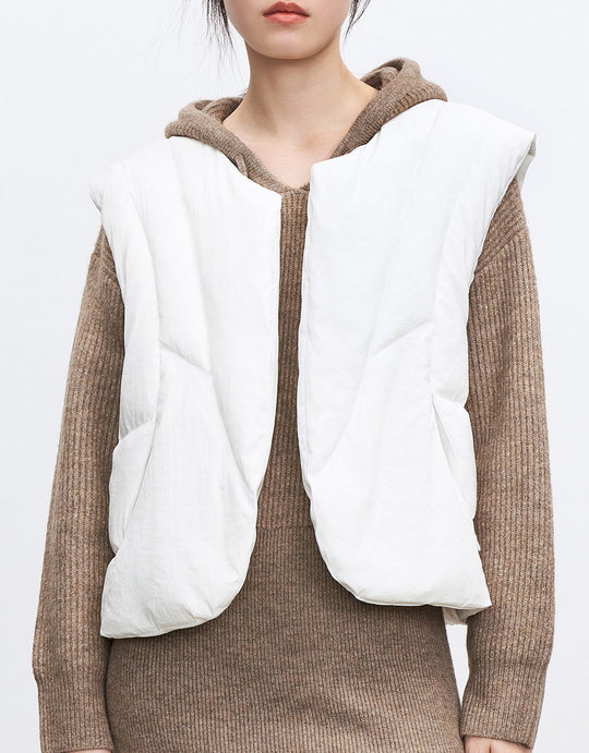 크루넥 베스트 오리털 패딩