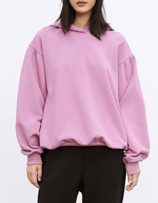 심플 후드 드롭 숄더 스웨트셔츠